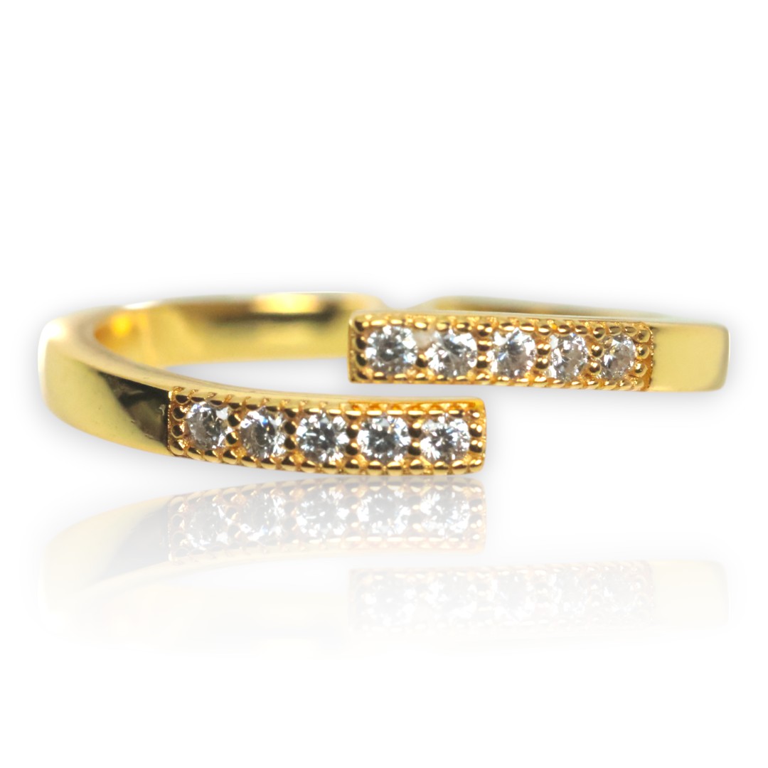 Cubic Zirconia Gold Plated Sterling Adjustable Silver Ring – Women's Jewelry - Image 4
