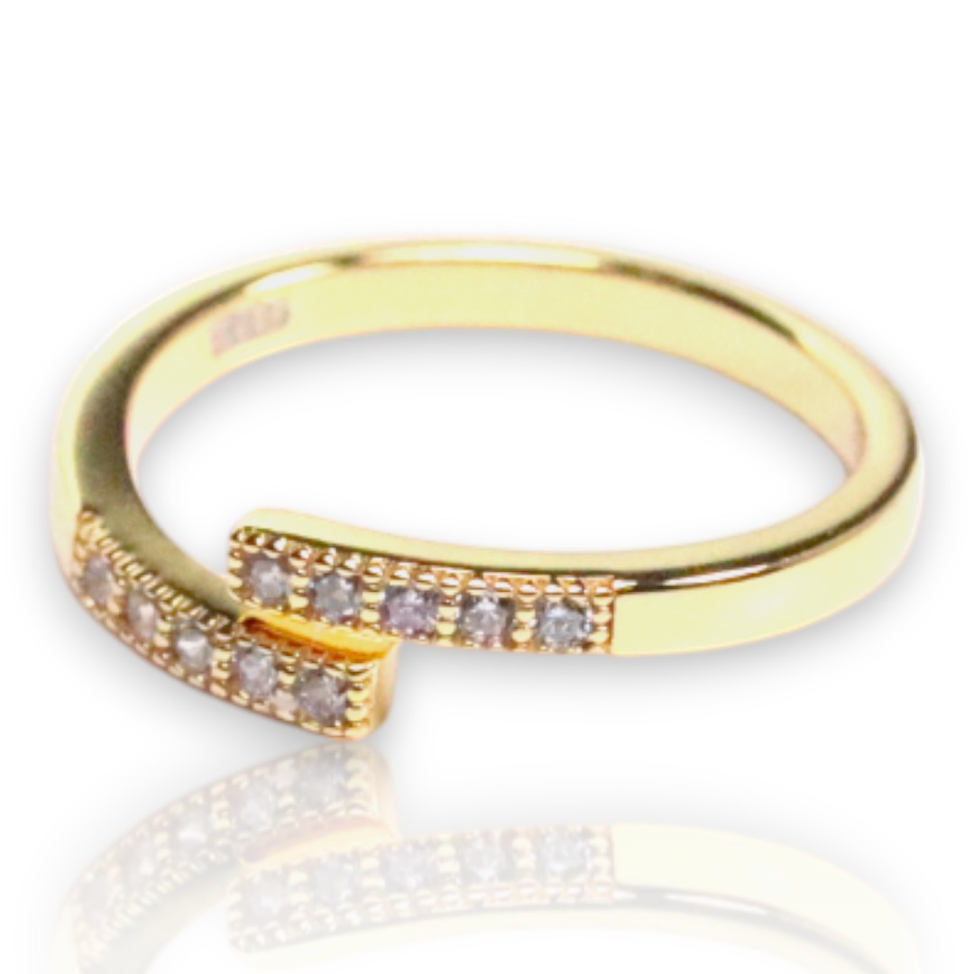 Cubic Zirconia Gold Plated Sterling Adjustable Silver Ring – Women's Jewelry - Image 3