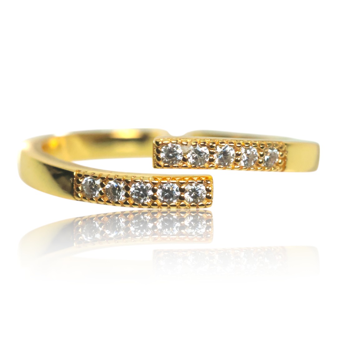 Cubic Zirconia Gold Plated Sterling Adjustable Silver Ring – Women's Jewelry - Image 2