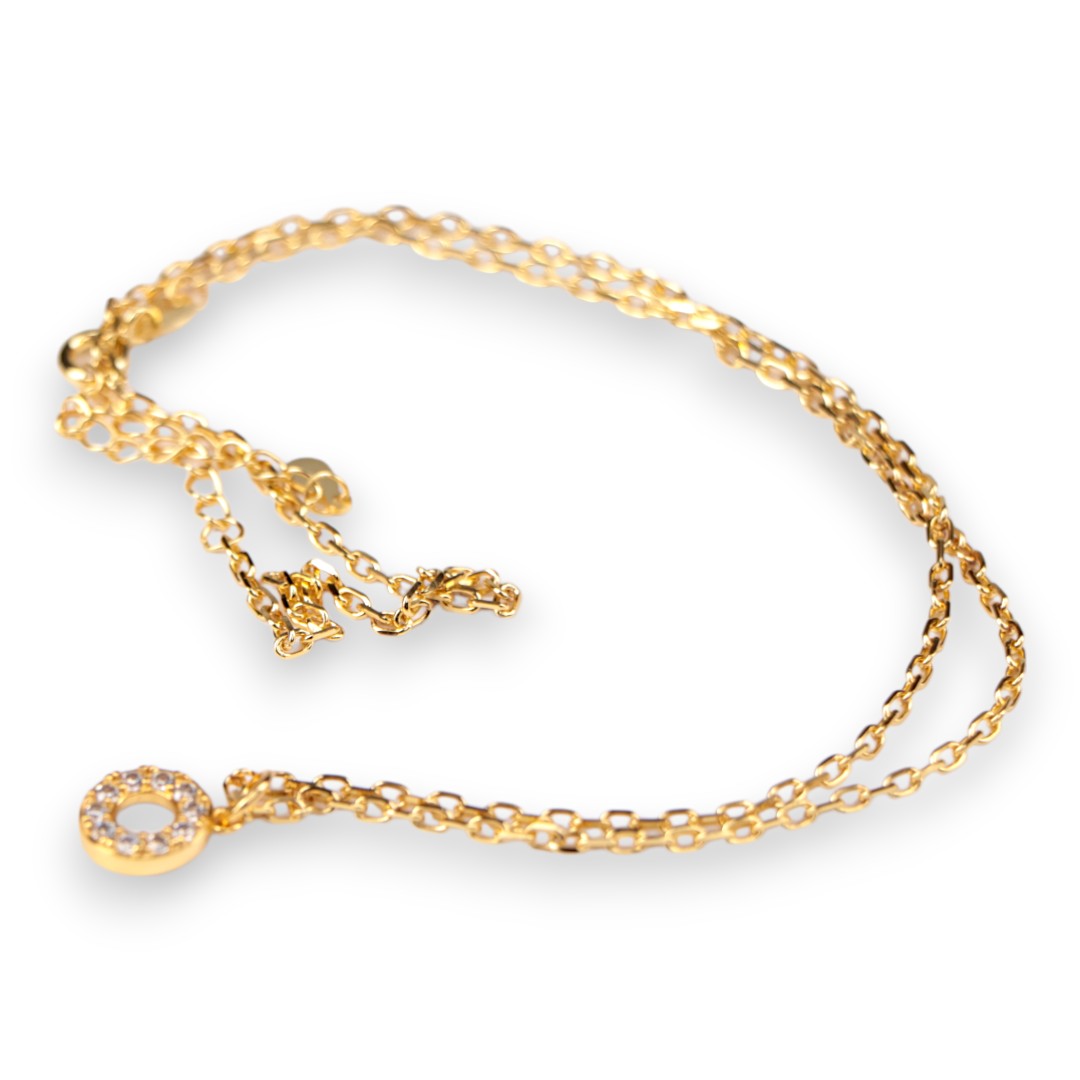 Cubic Zirconia Gold Plated Sterling Silver Necklace – Round Pendant Chain - Image 8