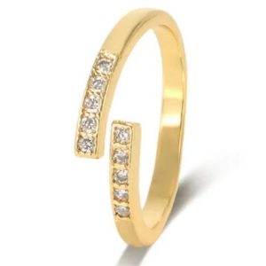 Cubic Zirconia Gold Plated Sterling Adjustable Silver Ring – Women's Jewelry