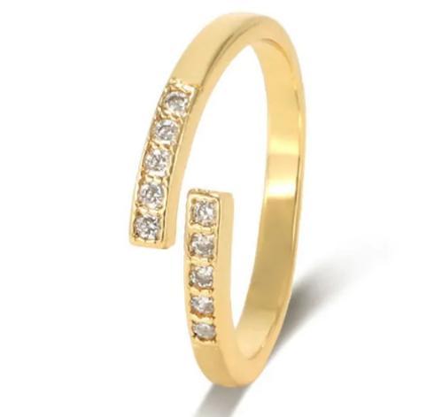 Cubic Zirconia Gold Plated Sterling Adjustable Silver Ring – Women's Jewelry