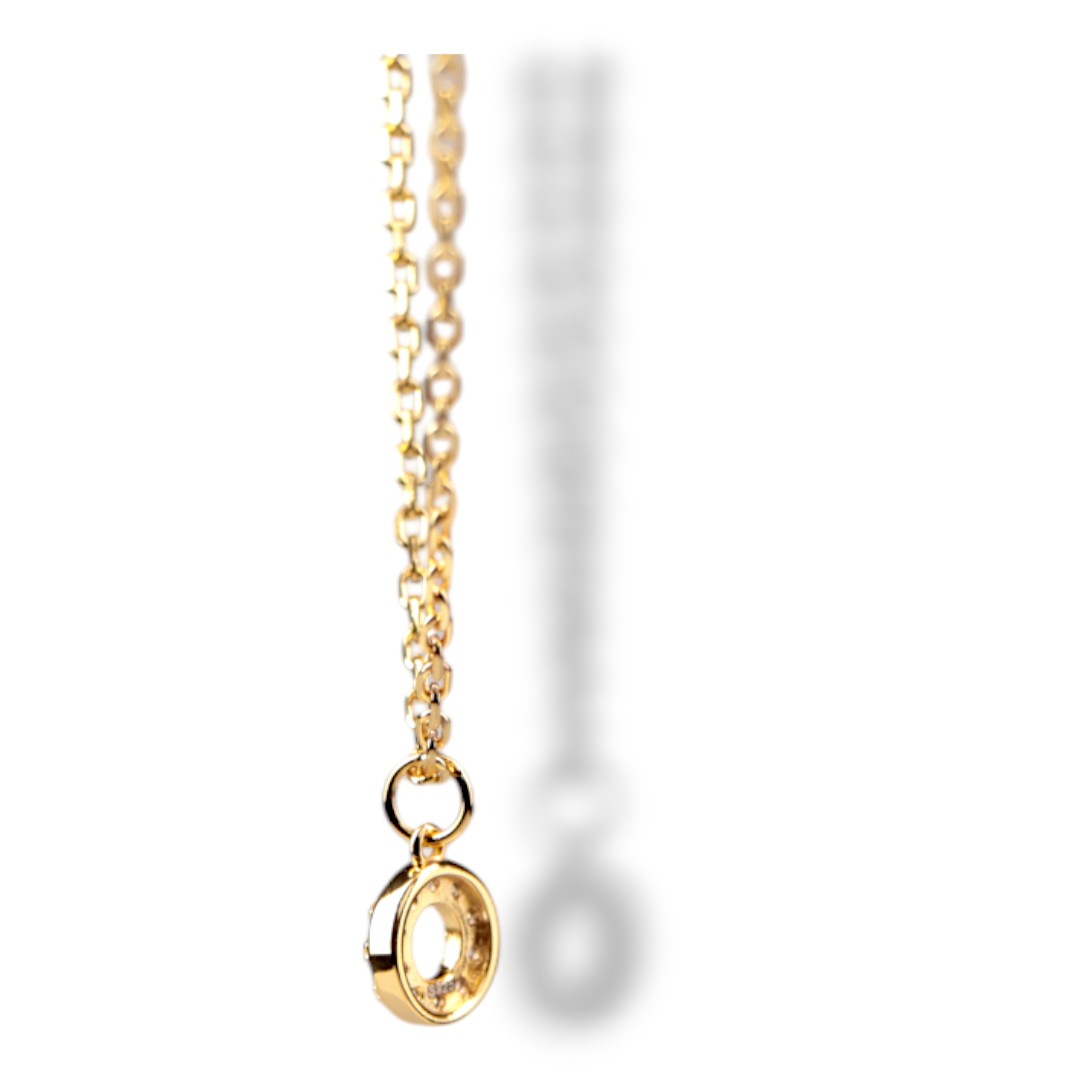 Cubic Zirconia Gold Plated Sterling Silver Necklace – Round Pendant Chain - Image 5