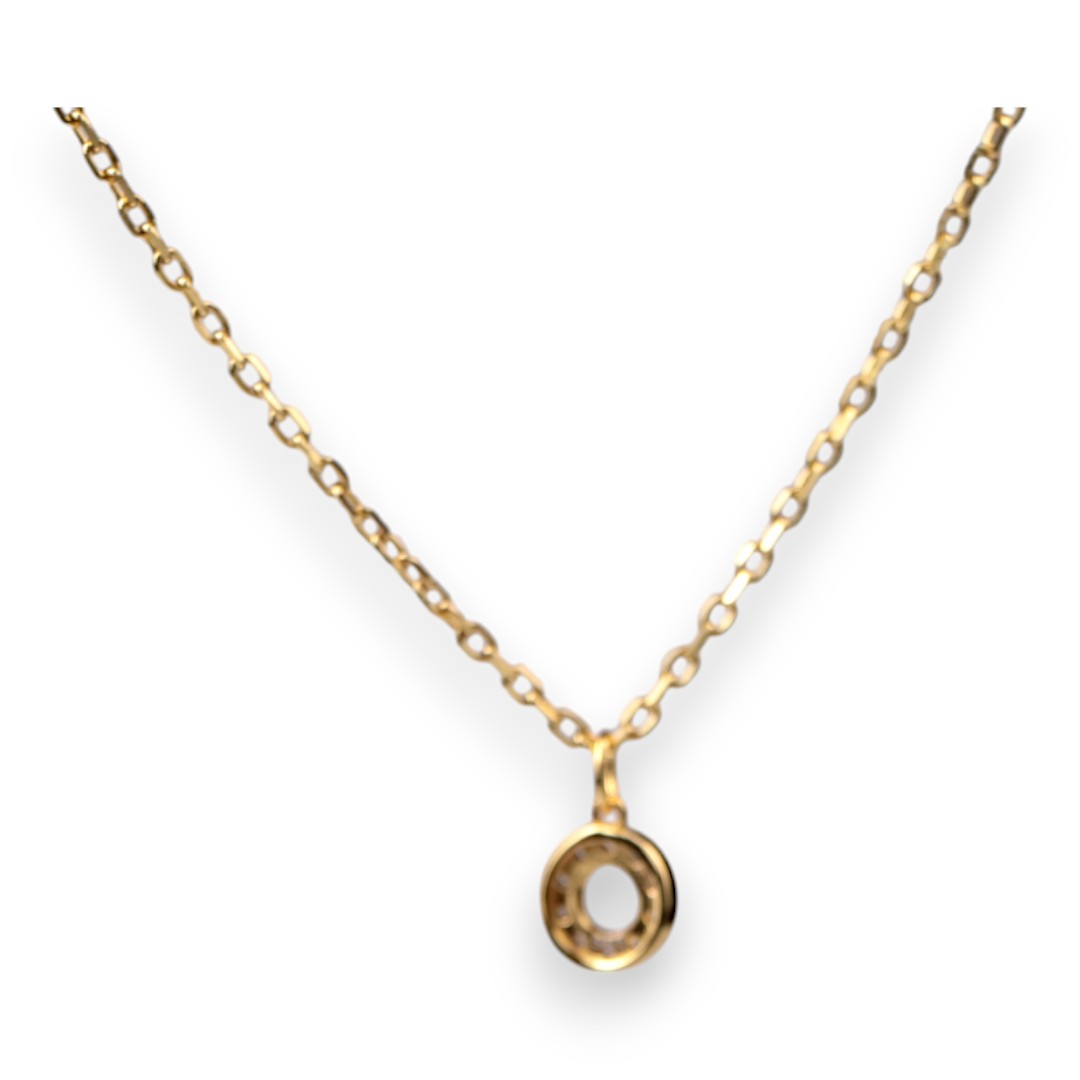 Cubic Zirconia Gold Plated Sterling Silver Necklace – Round Pendant Chain - Image 6