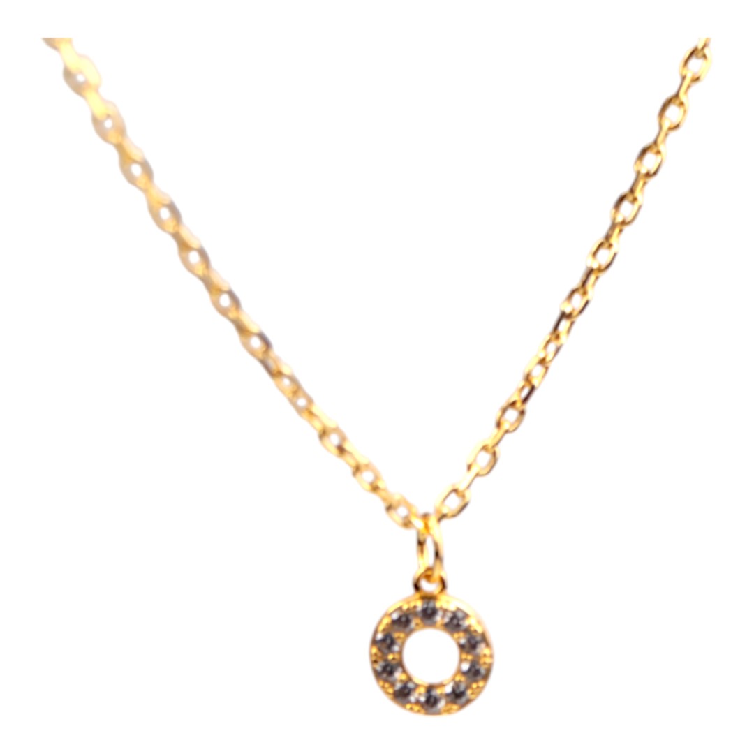 Cubic Zirconia Gold Plated Sterling Silver Necklace – Round Pendant Chain - Image 3
