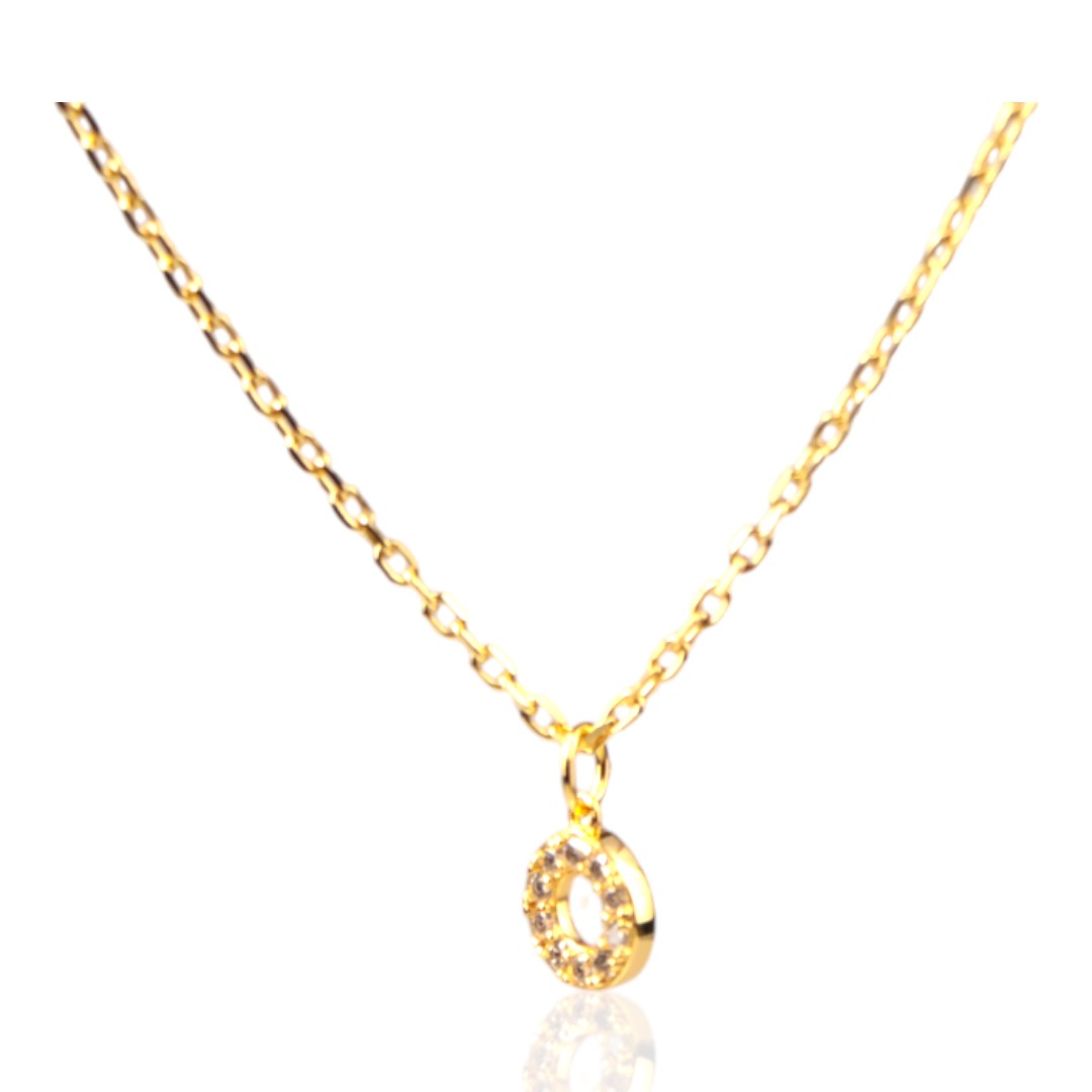 Cubic Zirconia Gold Plated Sterling Silver Necklace – Round Pendant Chain - Image 2
