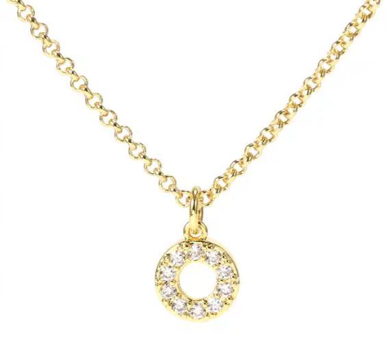 Cubic Zirconia Gold Plated Sterling Silver Necklace – Round Pendant Chain