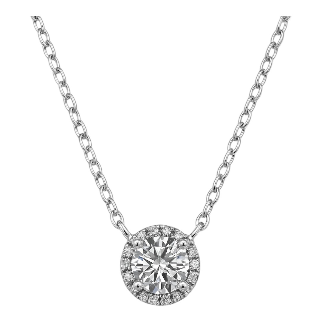 Cubic Zirconia White Gold Plated Sterling Silver Cross Pendant Necklace - Image 5