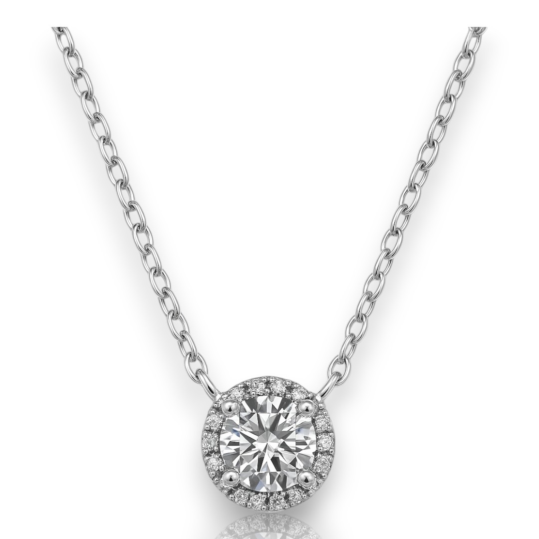Cubic Zirconia White Gold Plated Sterling Silver Cross Pendant Necklace - Image 2