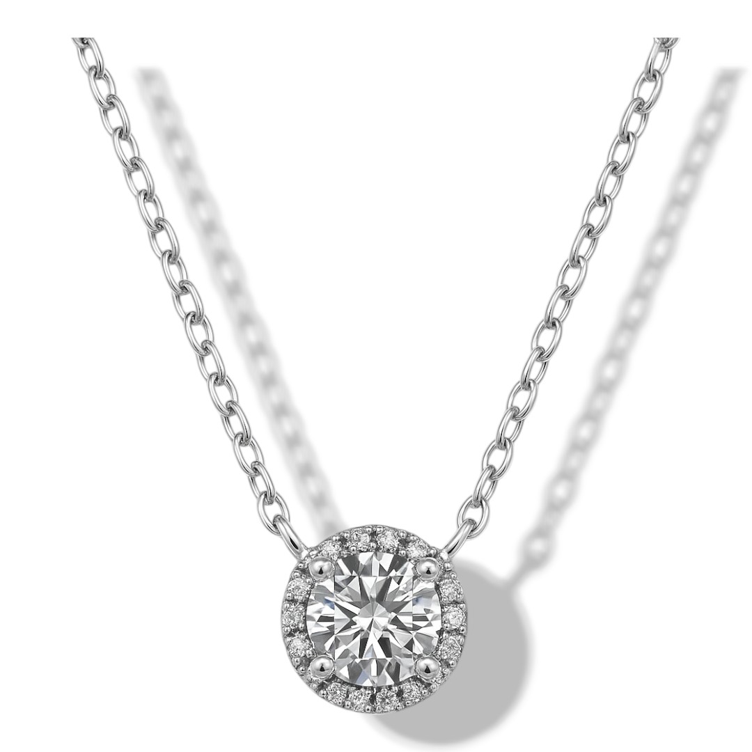 Cubic Zirconia White Gold Plated Sterling Silver Cross Pendant Necklace - Image 3
