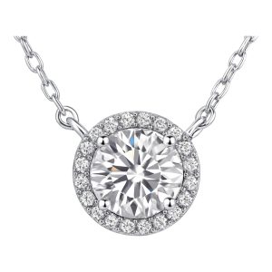 Cubic Zirconia White Gold Plated Sterling Silver Cross Pendant Necklace