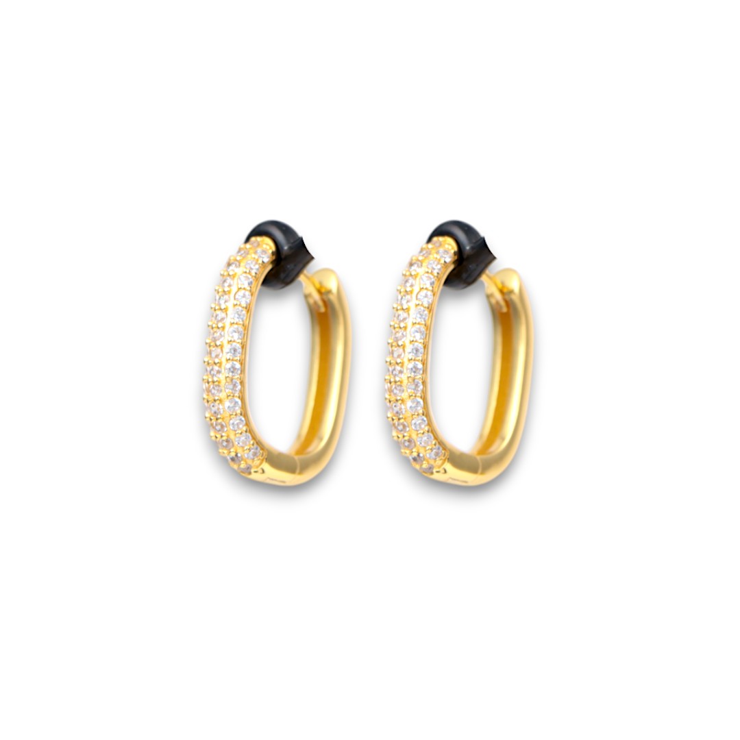 18K Gold Plated Cubic Sterling Silver Zirconia Cuff Earrings - Luxury - Image 6