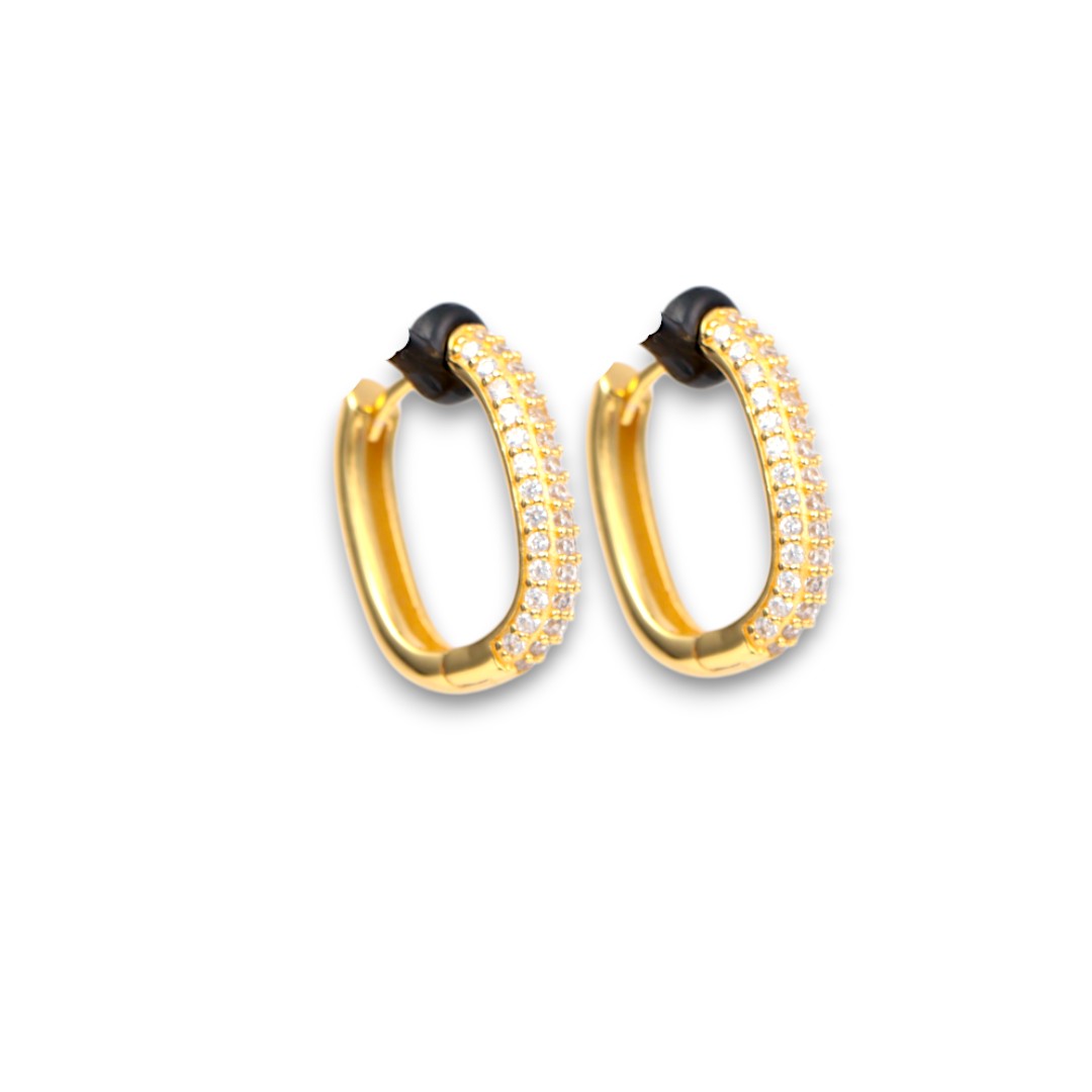18K Gold Plated Cubic Sterling Silver Zirconia Cuff Earrings - Luxury - Image 7