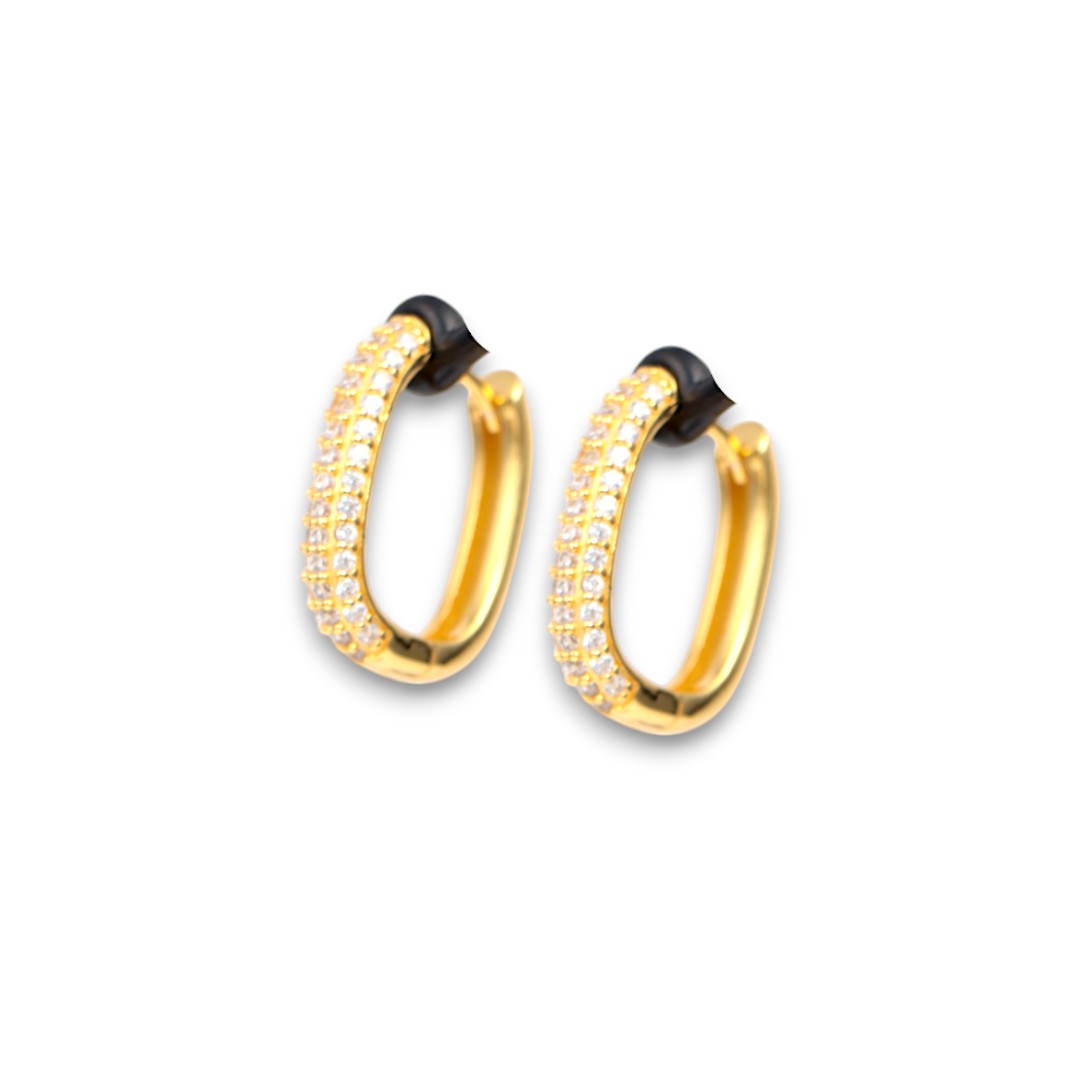 18K Gold Plated Cubic Sterling Silver Zirconia Cuff Earrings - Luxury - Image 4