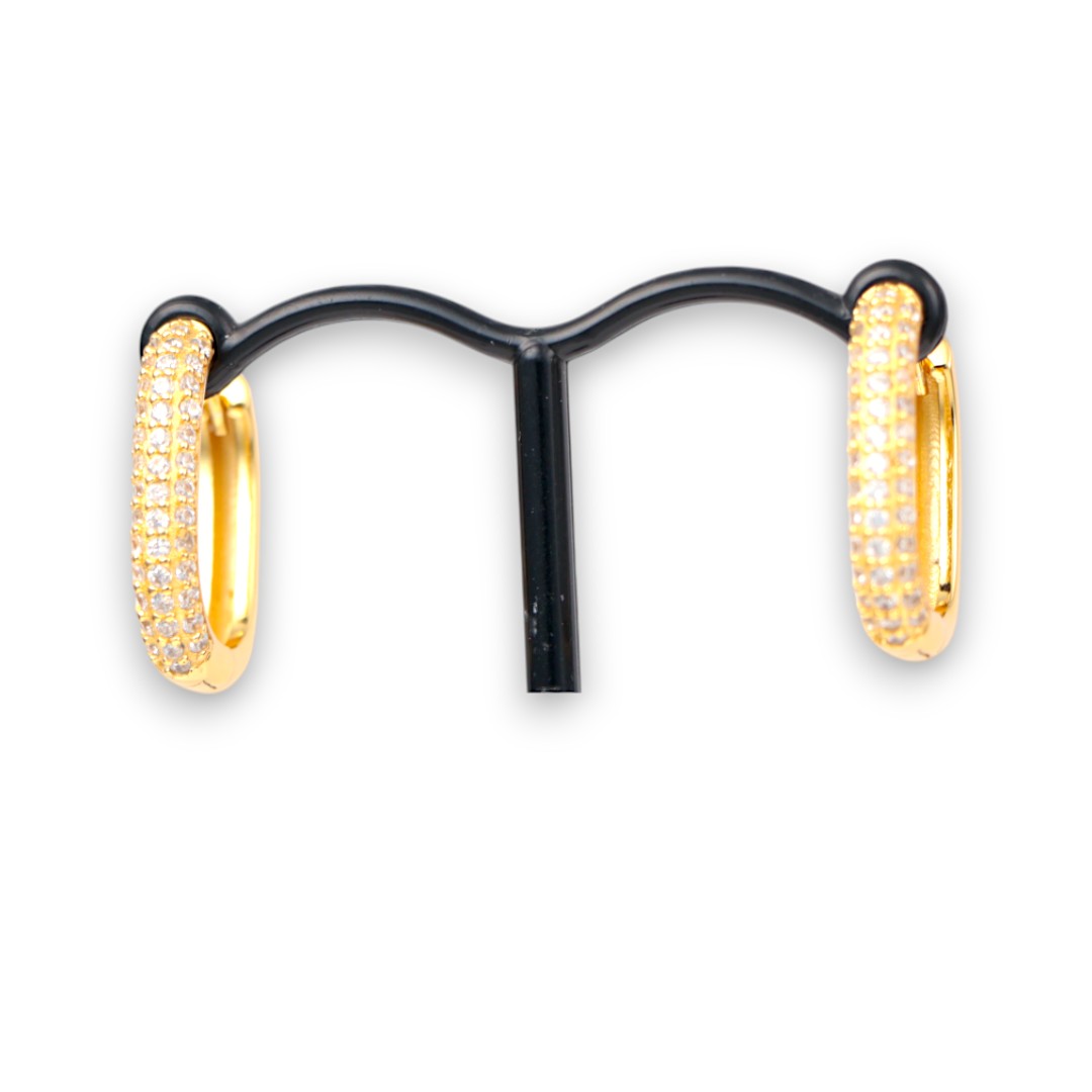 18K Gold Plated Cubic Sterling Silver Zirconia Cuff Earrings - Luxury - Image 3