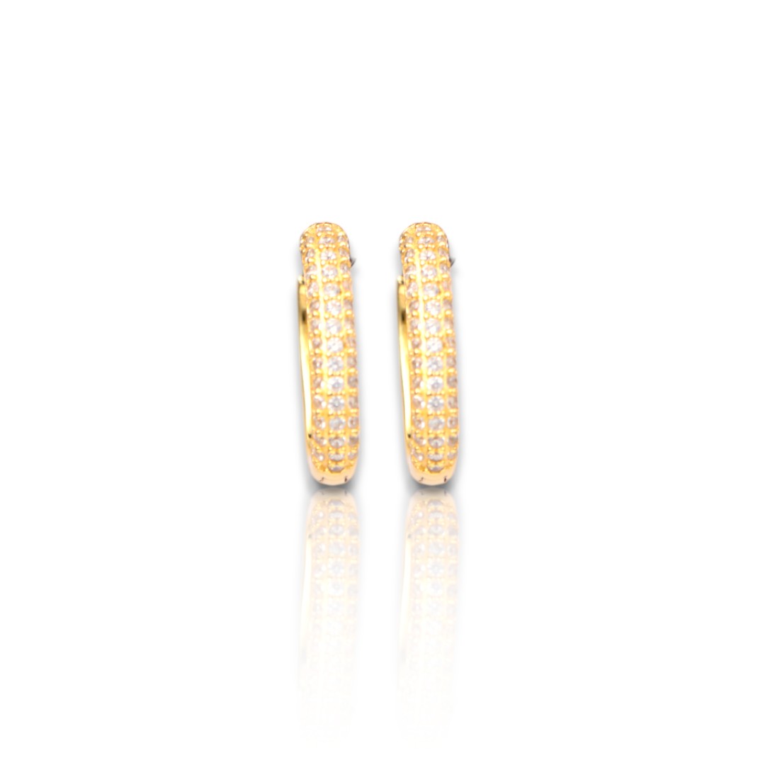 18K Gold Plated Cubic Sterling Silver Zirconia Cuff Earrings - Luxury - Image 2