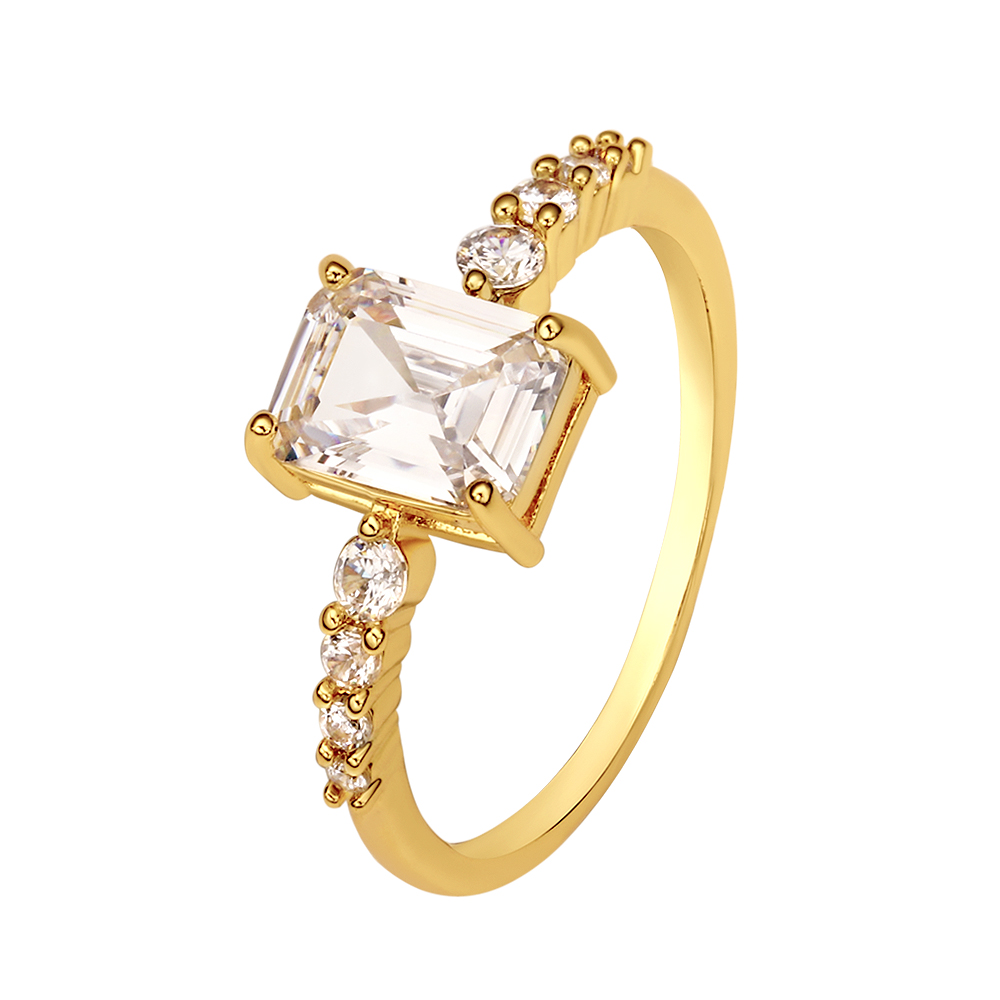 Sparkle and Shine with Gold Plated Sterling Silver Cubic Zirconia Statement - Size 7-8