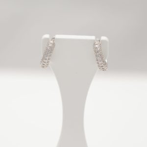 Sparkle and Shine: Sterling Silver Hoop Earrings with Cubic Zirconia Accents