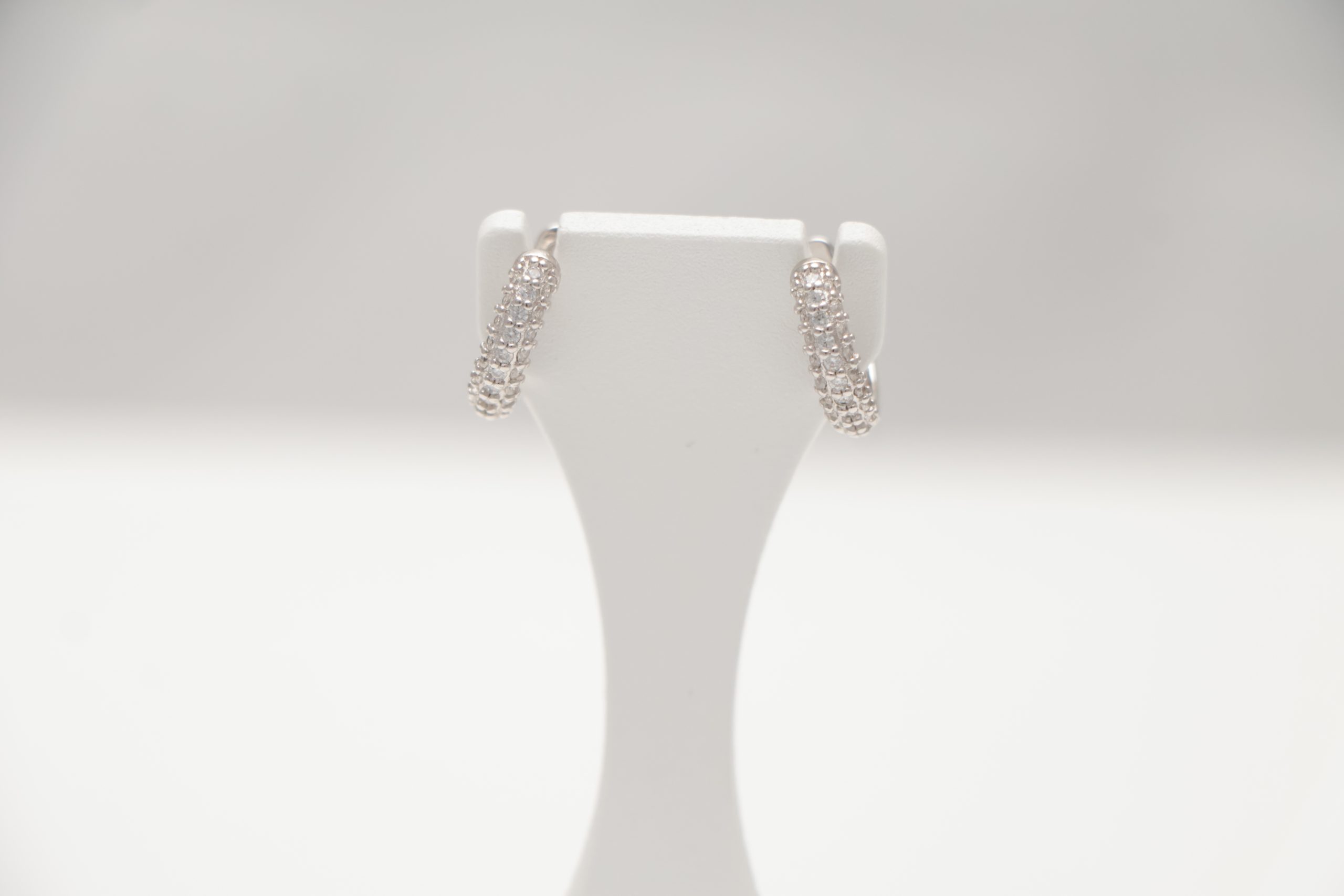 Sparkle and Shine: Sterling Silver Hoop Earrings with Cubic Zirconia Accents
