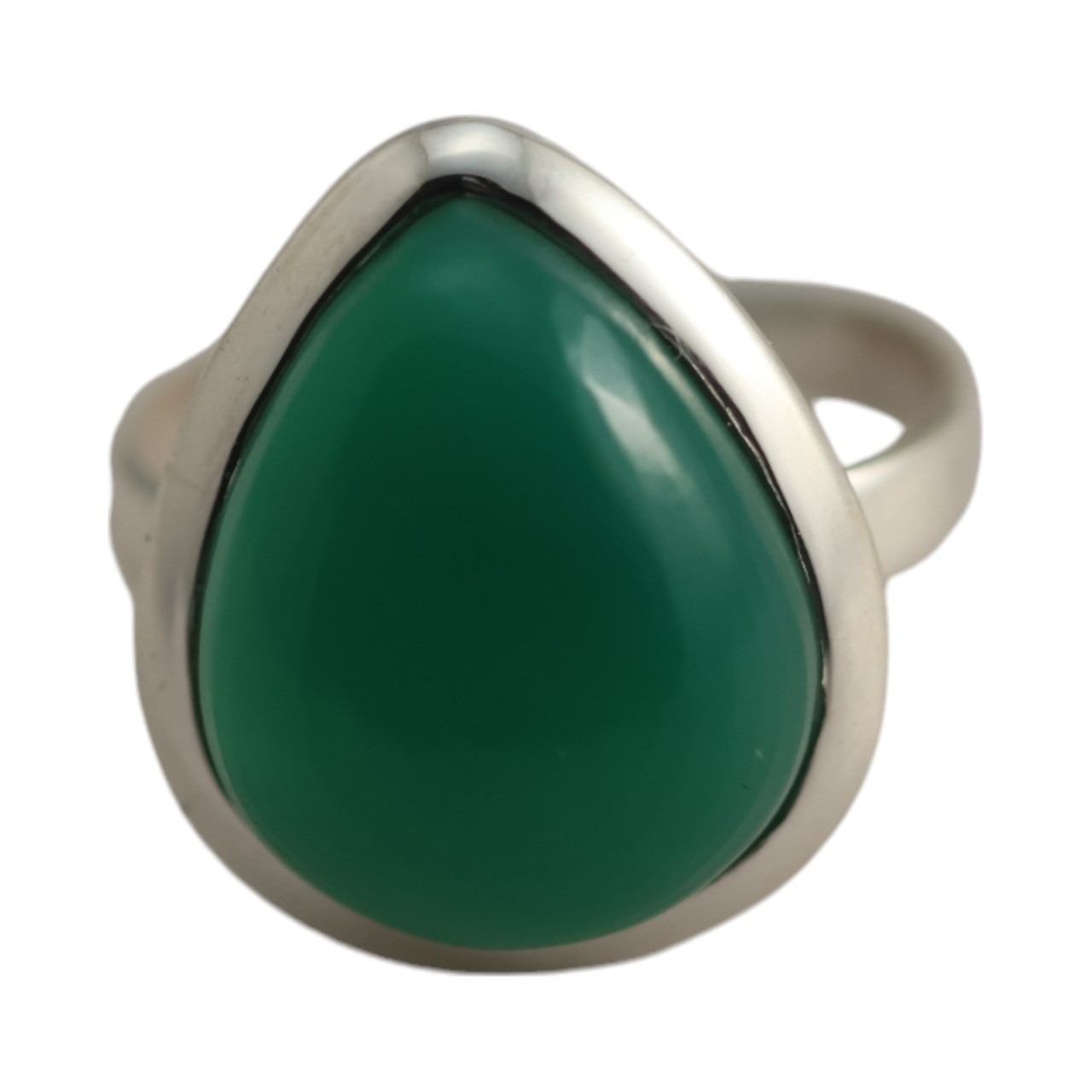 Tear Drop Shape Green Onyx Gemstone Ring - Nature's Beauty - Size 7-8