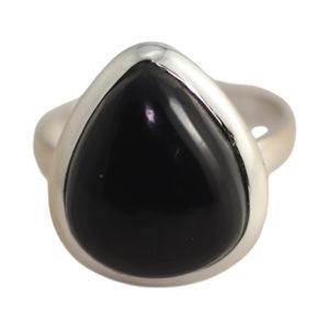 Elegance of Tear Drop Shaped Black Onyx Ring | Limited Stock Available - Size 7-8