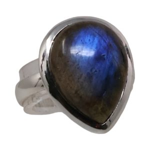 Beauty of a Tear Drop Shape Labradorite Ring | Gemstone Jewelry - Size 7-8
