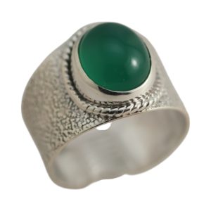 Genuine Green Onyx Sterling Silver Ring - Size 7-8-9