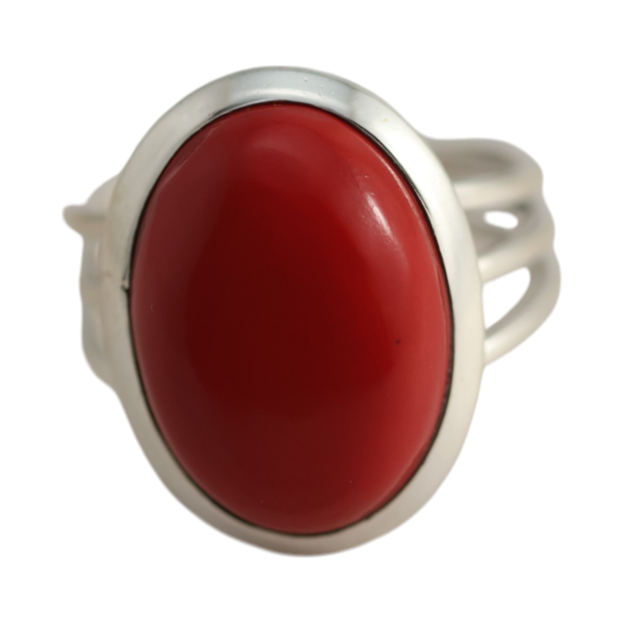 Stunning Red Coral Sterling Silver Oval Ring - Size 7-8 - Image 9