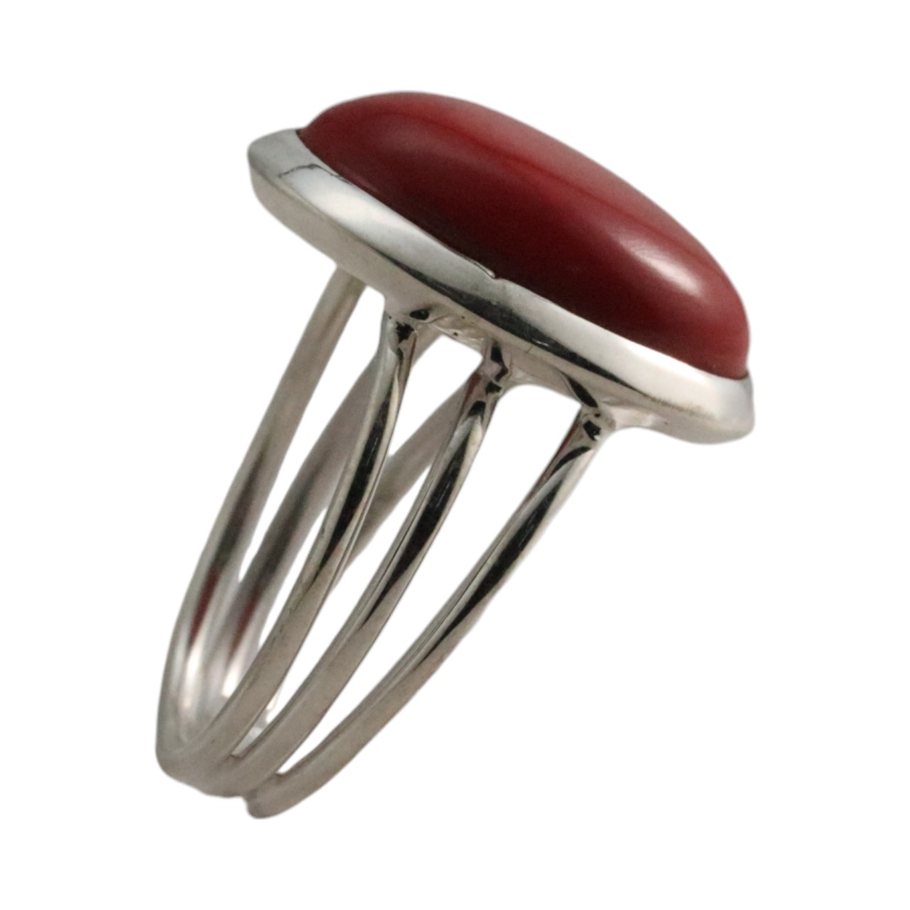 Stunning Red Coral Sterling Silver Oval Ring - Size 7-8 - Image 8
