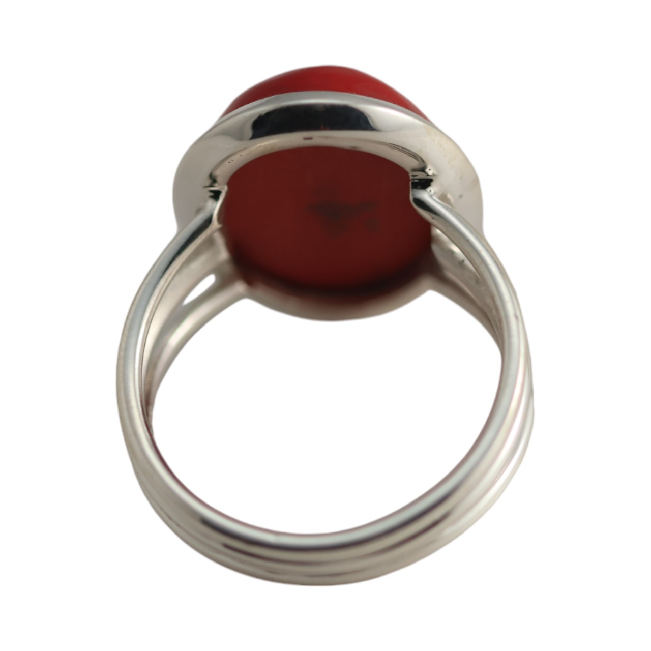 Stunning Red Coral Sterling Silver Oval Ring - Size 7-8 - Image 7