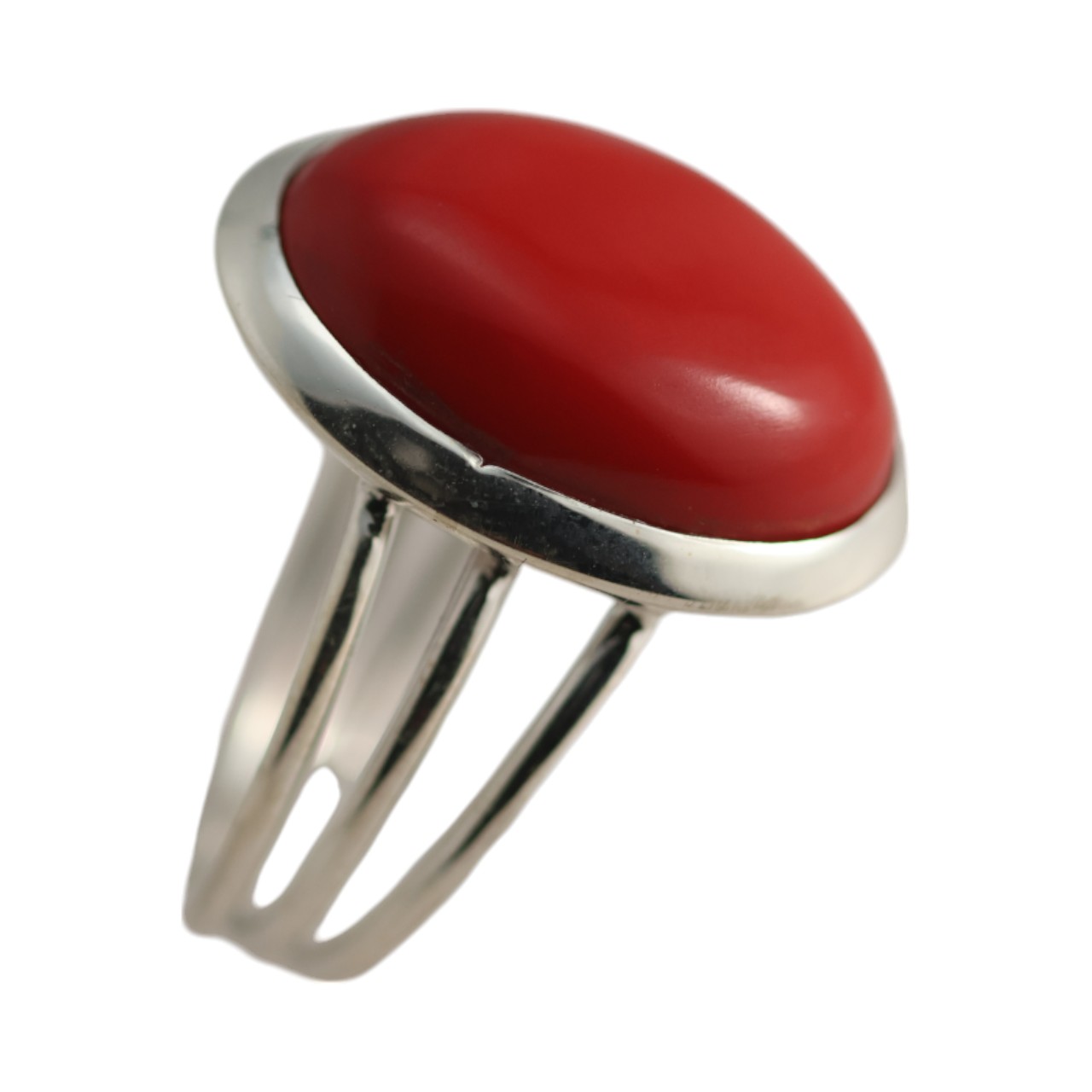 Stunning Red Coral Sterling Silver Oval Ring - Size 7-8 - Image 6