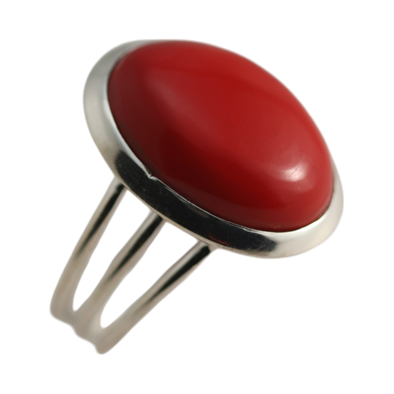 Stunning Red Coral Sterling Silver Oval Ring - Size 7-8 - Image 5