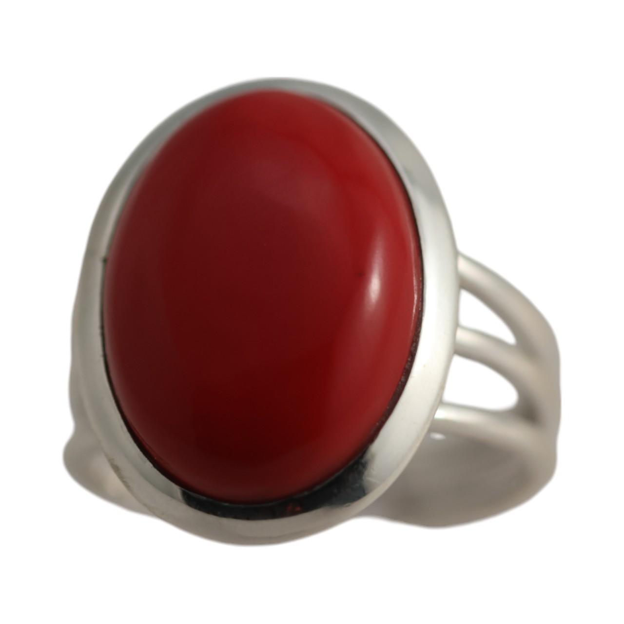 Stunning Red Coral Sterling Silver Oval Ring - Size 7-8 - Image 2