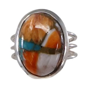 Silver Ring featuring Oyster Copper Turquoise - Size 7-8