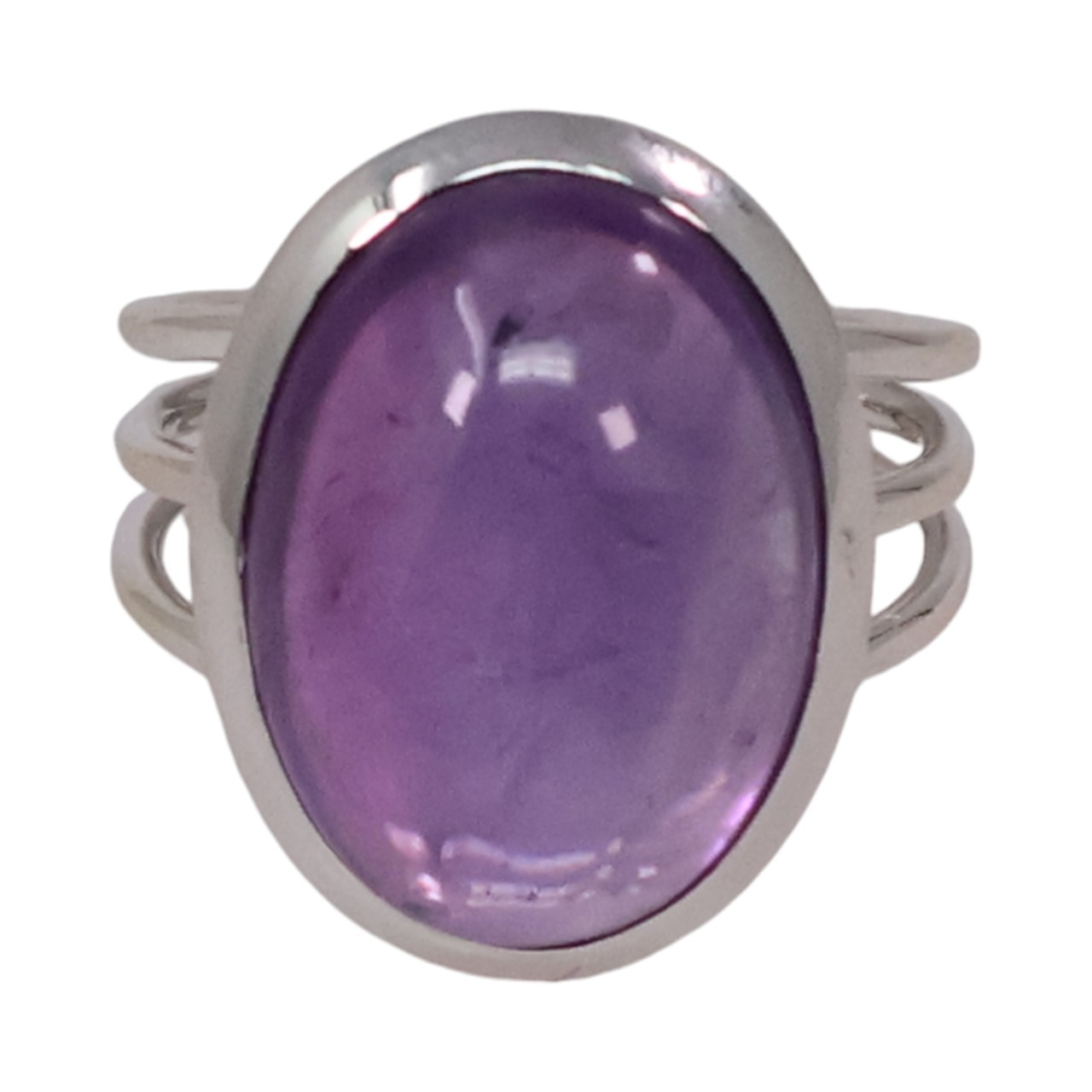 Stunning Silver Ring with Amethyst - Size 7-8