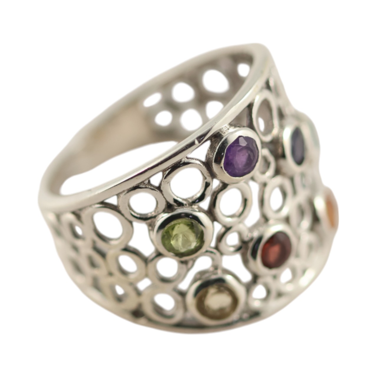 Stunning Multi Stone Round Modern Ring - Size 7-8-9 - Image 4