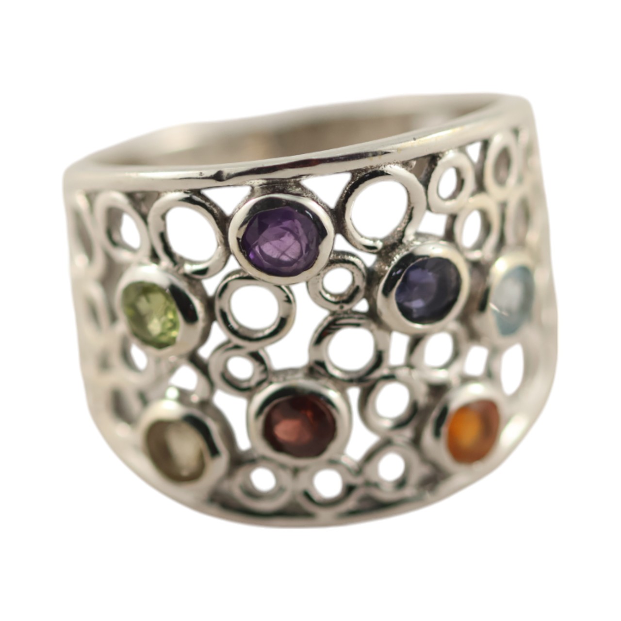 Stunning Multi Stone Round Modern Ring - Size 7-8-9 - Image 3