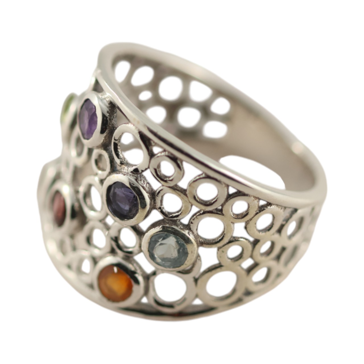Stunning Multi Stone Round Modern Ring - Size 7-8-9 - Image 2