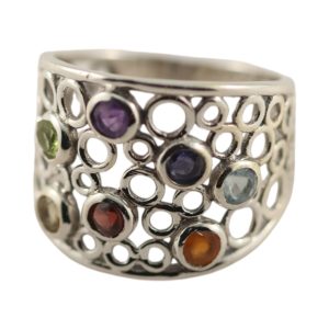 Stunning Multi Stone Round Modern Ring - Size 7-8-9