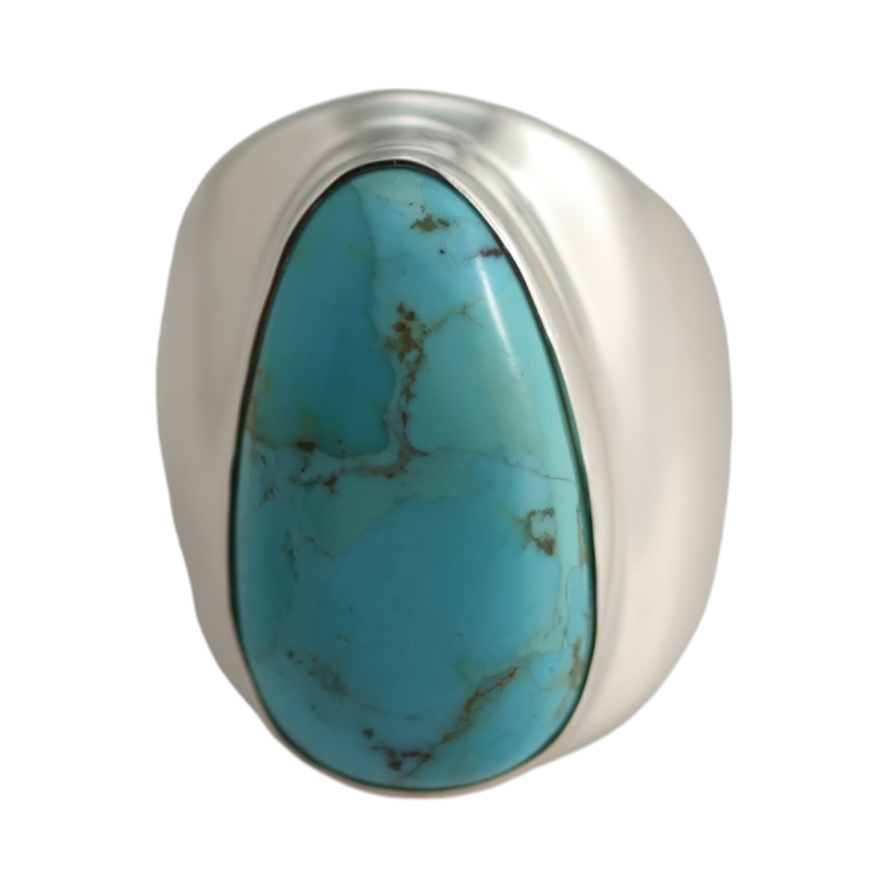 Stunning Turquoise Silver Ring - Handcrafted with Natural Stones - Size 7-8