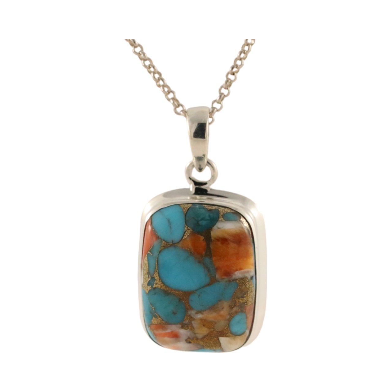 Oyster Copper Turquoise Pendant - Sterling Silver