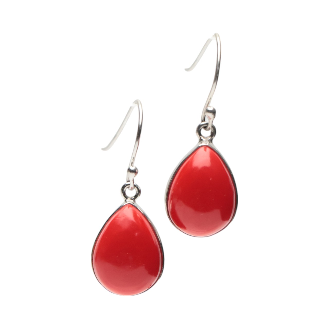 Red Coral Sterling Silver Drop Earrings - to Y Style