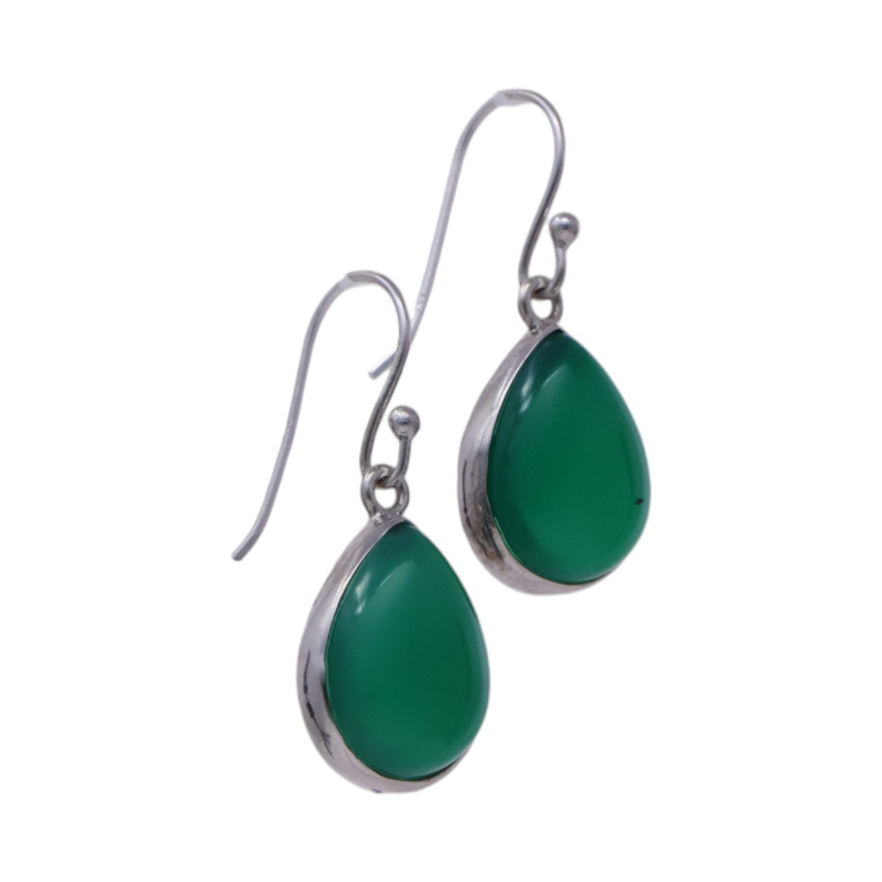 Green Onyx Sterling Silver Drop Earrings - Option 2 - Image 4