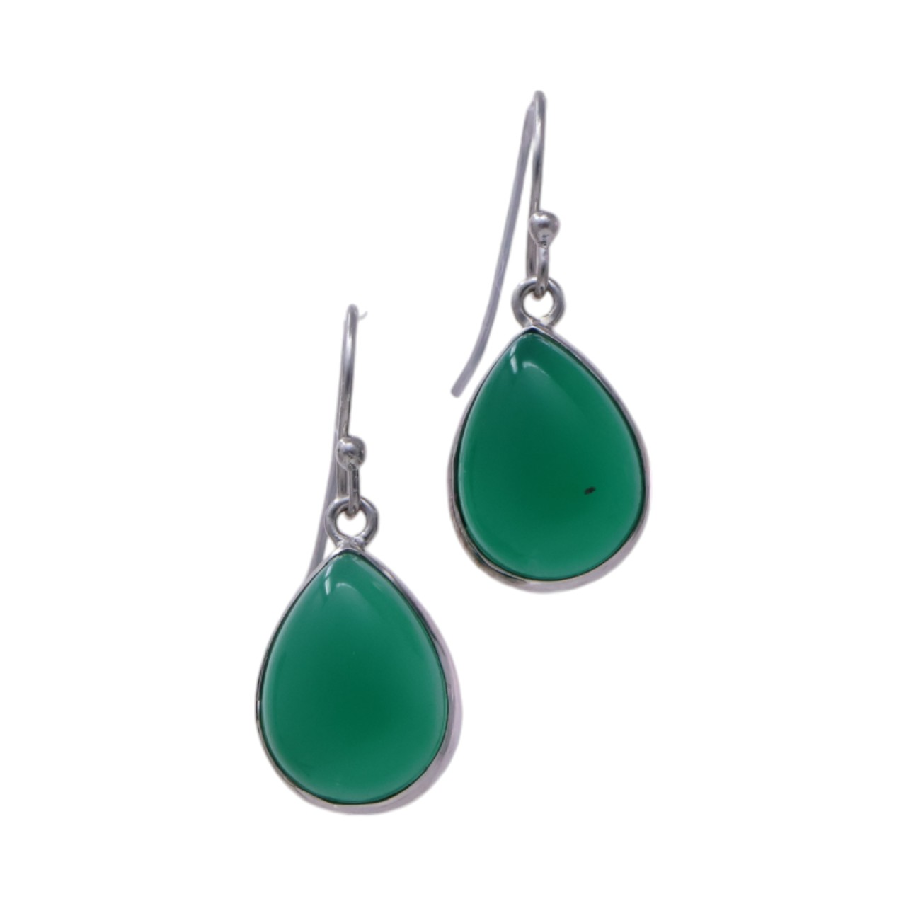 Green Onyx Sterling Silver Drop Earrings - Option 2 - Image 3