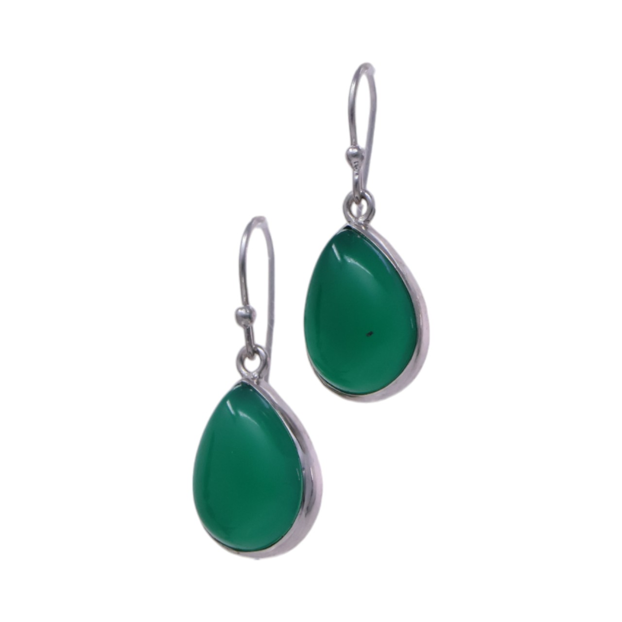 Green Onyx Sterling Silver Drop Earrings - Option 2 - Image 2