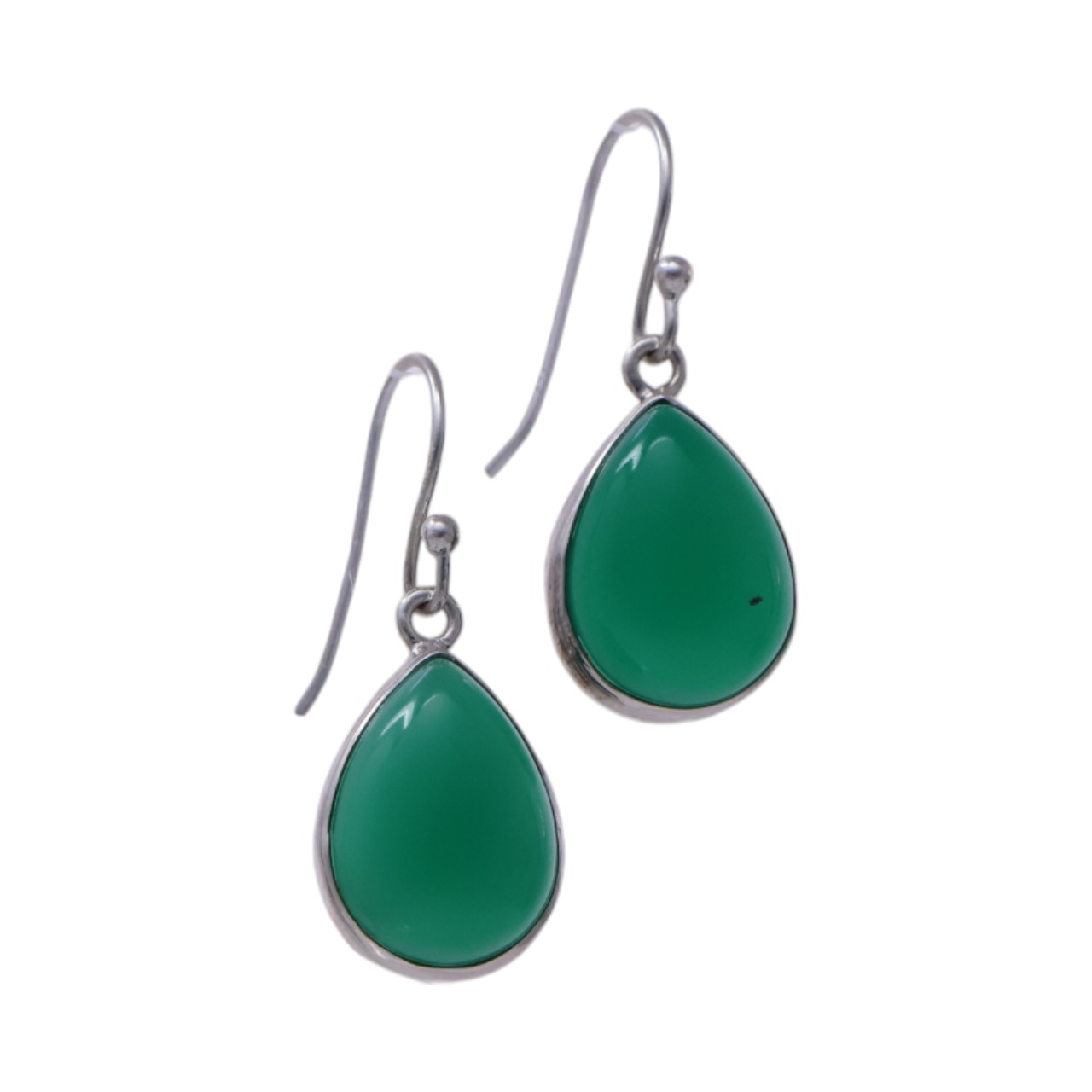 Green Onyx Sterling Silver Drop Earrings - Option 2