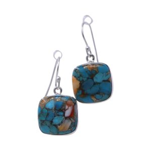 Square Oyster Copper Turquoise Earrings - Luxury for Every Occasion