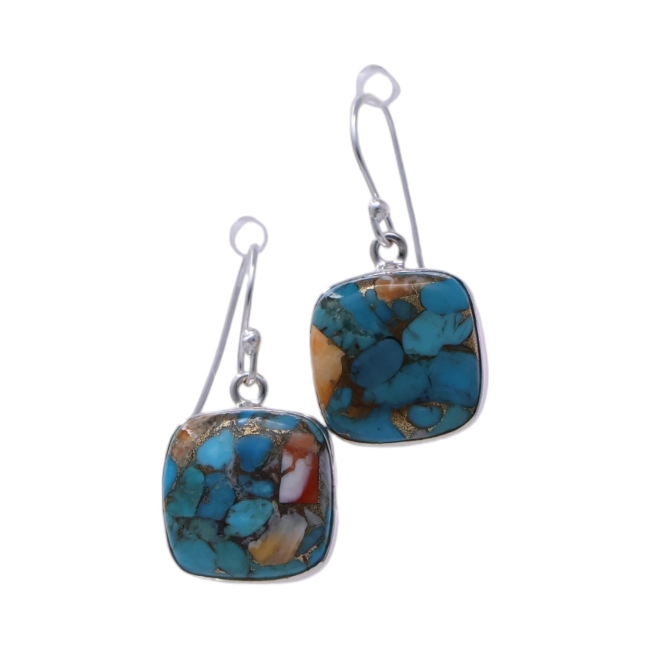 Square Oyster Copper Turquoise Earrings - Luxury for Every Occasion