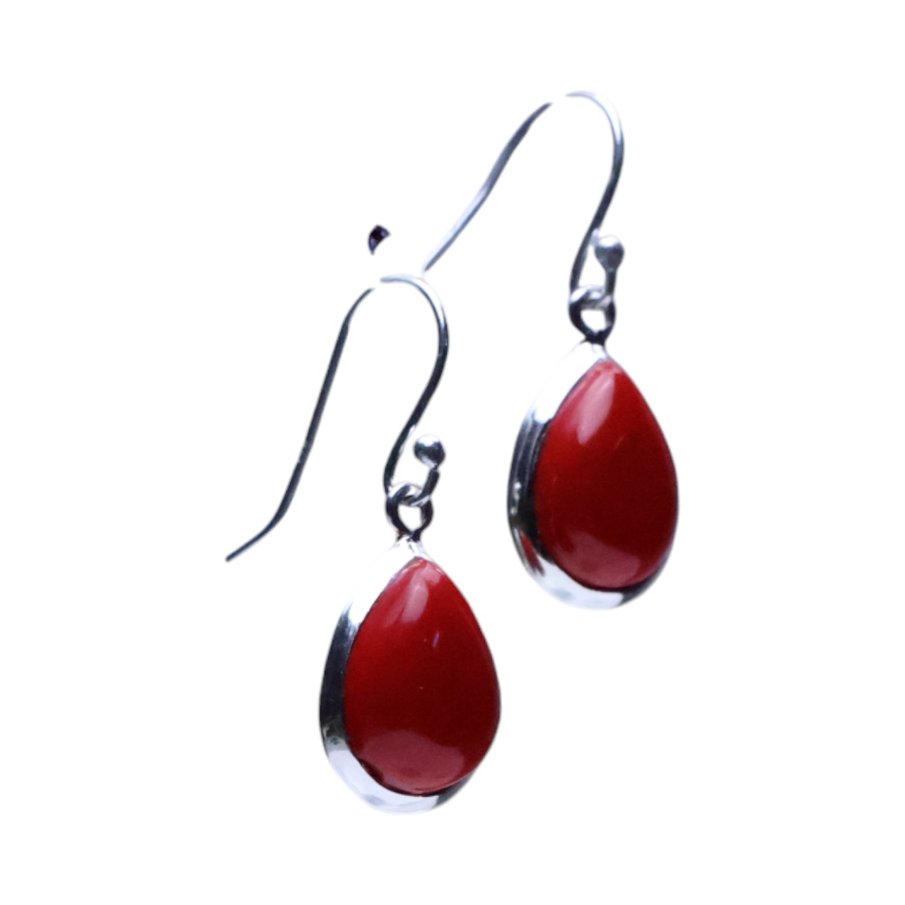 Red Coral Sterling Silver Drop Earrings - Image 9