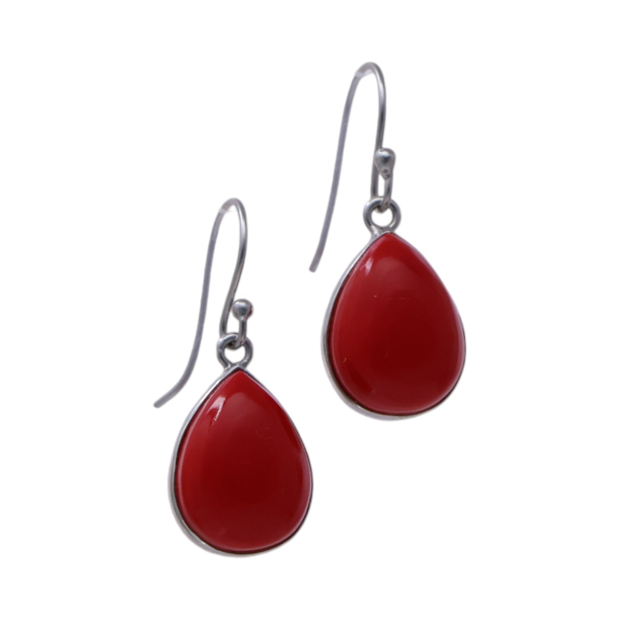 Red Coral Sterling Silver Drop Earrings - Image 8